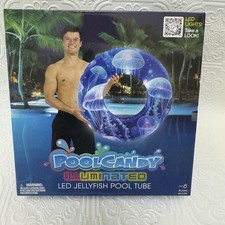 Pool Candy ILLUMINATED Pool Tube Inflatable Float LED Lights Jelly Fish NEW