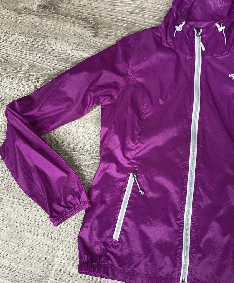 Chaqueta cortavientos ligera con capucha y cremallera The North Face púrpura ciclón talla S Foto 3 de 4