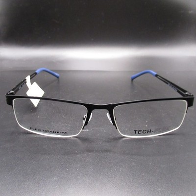 TECH-FLEX TX1706 Matte Black Half Rim Flex Titanium Eyeglass Frames 56-18-145