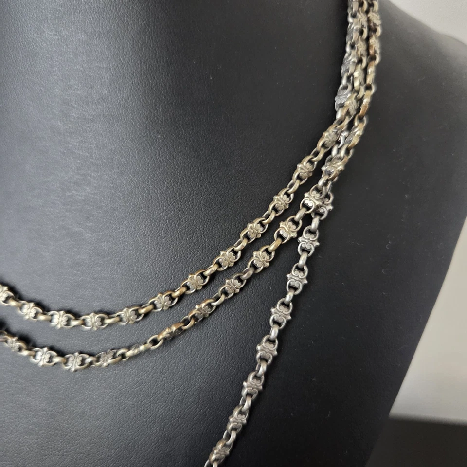 Sautoir Argent XIXè Ancien Long Collier 150 cm 19thC Chaine De Montre - Photo 3/4