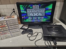 Sega Saturn Model 2 MK-8000A W/ 13 Games, Backup Cart, Controller And Cables