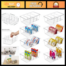 8 Pack Clear Plastic Food Storage Organizer Bins with 4 Compartments - Kitchen S