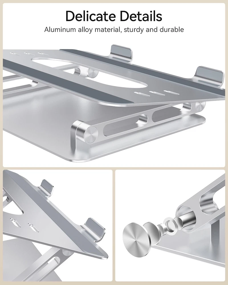 Adjustable Aluminum Ergonomic Laptop Stand for Desk to Elevate Computer  
