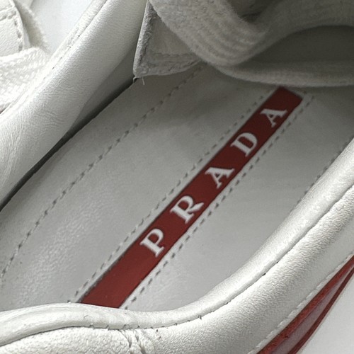 AUTHENTISCHER LUXUS DAMEN PRADA SCHUHE SCHUHE 3E5956 WEISS + ROT LEDER - Bild 19 von 20