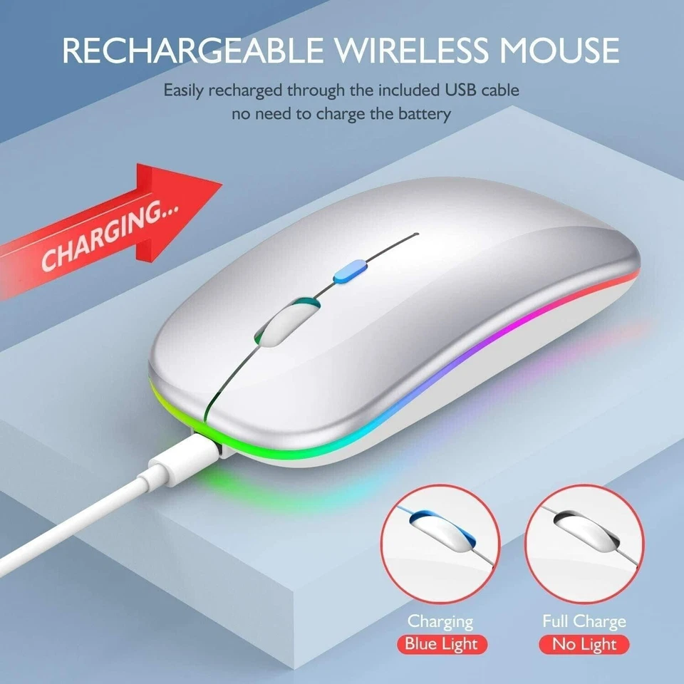 Rechargeable Bluetooth Mouse Dual Mode 2.4Ghz Wireless Mouse LED Rechargeable - Image 3 of 4