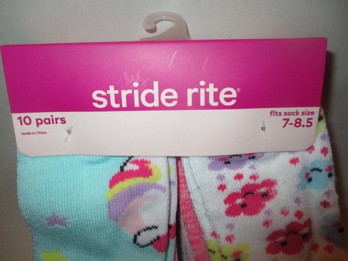 New Lot 10 Pair Stride Rite Girls No Show Colorful Prints size 7-8.5 Socks - Picture 1 of 7