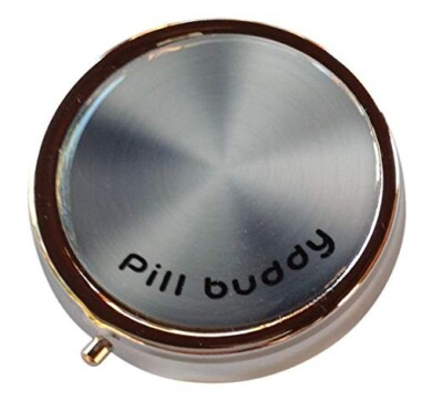 Silver Small Daily Medication Compact Pill Box Organizer Case, Pocket or Travel
