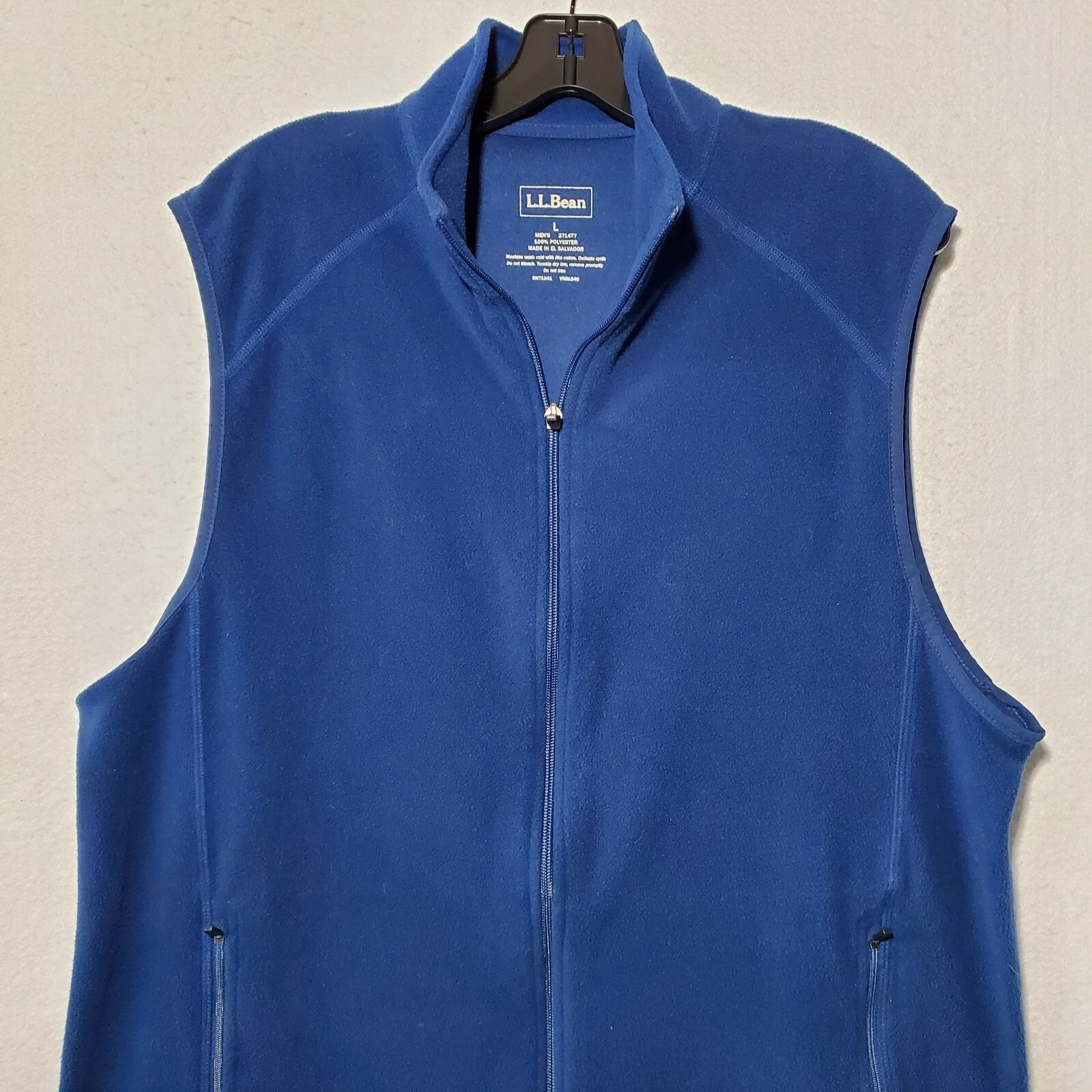 LL Bean Fleece Vest Men's Large Full Zip Vest Pullover Sleeveless Blue