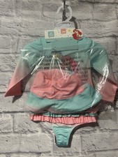 NWT Disney Princess Ariel Rash Guard Swimsuit 3pc Set UPF 50 With Hat 560
