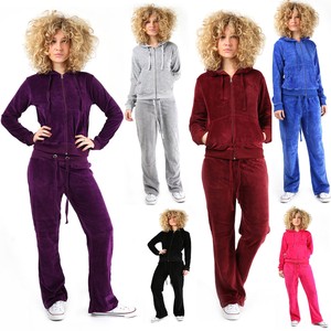 Womens Ladies Velour Hooded Tracksuit Plus Size Jogging Top Bottom Suit Trousers | eBay