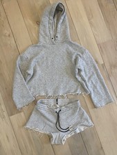 Womens White / Gray Cotton Sweatshirt and Shorts ASKK Size 0