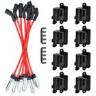 8 Pack Square Ignition Coil w/ Spark Plug Wire For Chevy GMC 5.3L 6.0L 8.1L 4.8L
