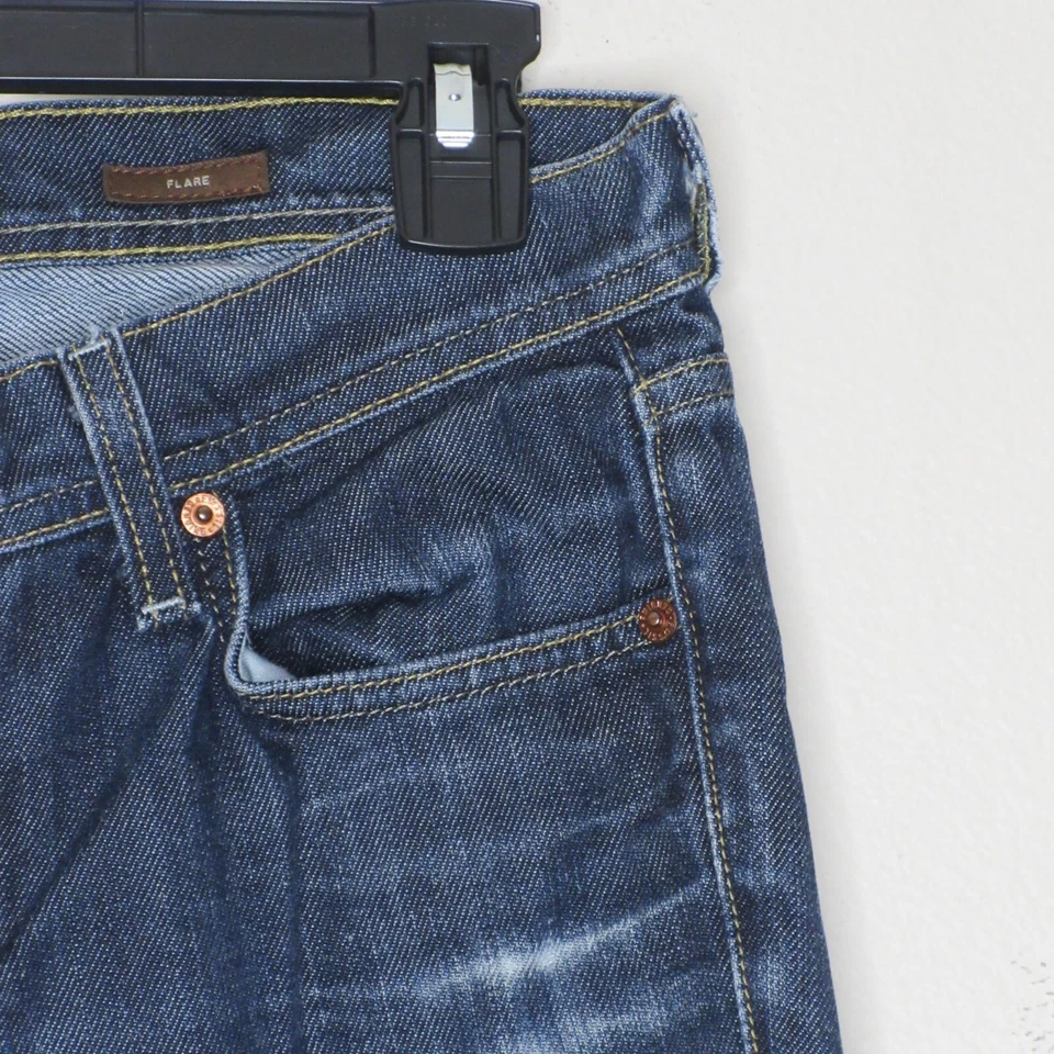 Pantalones de mezclilla acampanados de tiro bajo genuinos para mujer talla 27 B28 Foto 4 de 4