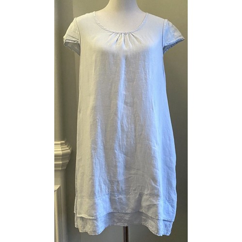 Malvin Germany 100% Linen Dress Light Blue Layered Look POCKETS Women’s M / 8