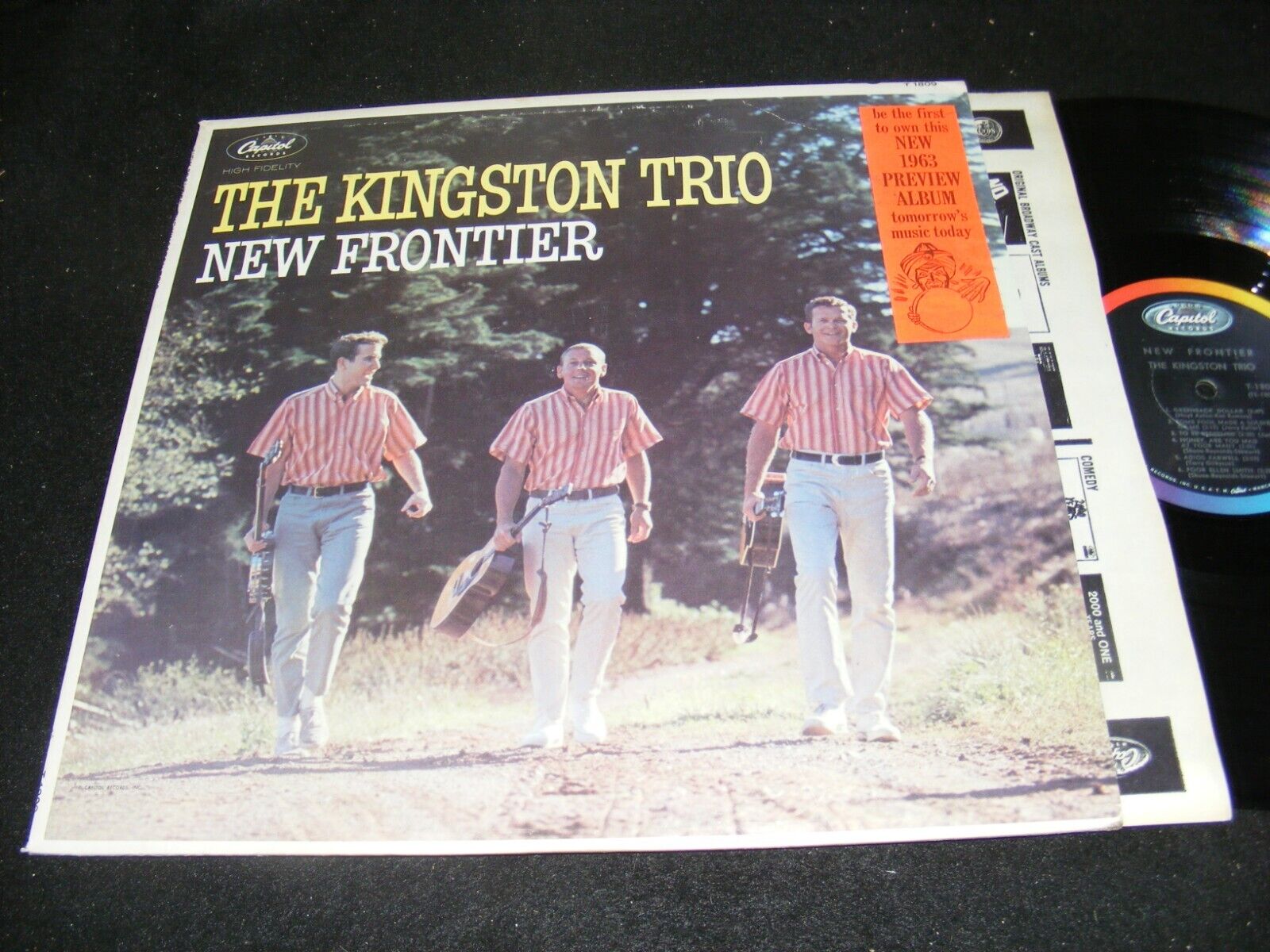 KINGSTON TRIO New Frontier LP 1963 Preview Stckr John Stewart Era Original Clean