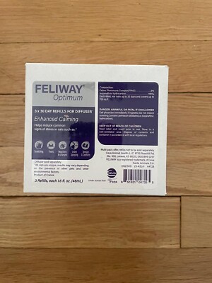 Feliway Optimum Cat Enhanced Pheromone 3-Pack Refill EXP Sep 2027 New
