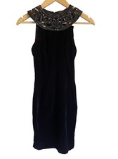 Vintage 90s Jessica McClintock x Gunne Sax Size 3/4 Velvet Sequin Halter Mini Dr