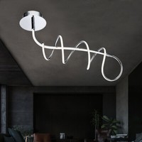 Deckenleuchte Designleuchte Wohnzimmerlampe Spirale Led Chrom Opal Geschwungen