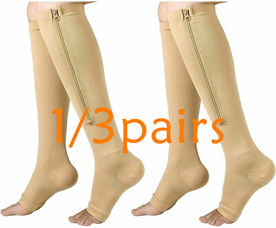 Zipper Compression Socks Toeless Long Length Stockings Support for Legs  Muscle