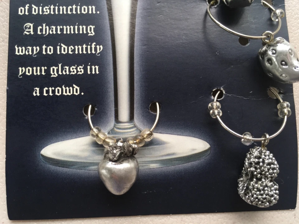 CONJUNTO DE MARCADORES DE BEBIDA DE COPA DE VINO "6" "DELLAROBBIA" DIJES IDENTIFICACIÓN DE CÓCTELES #N Foto 4 de 4