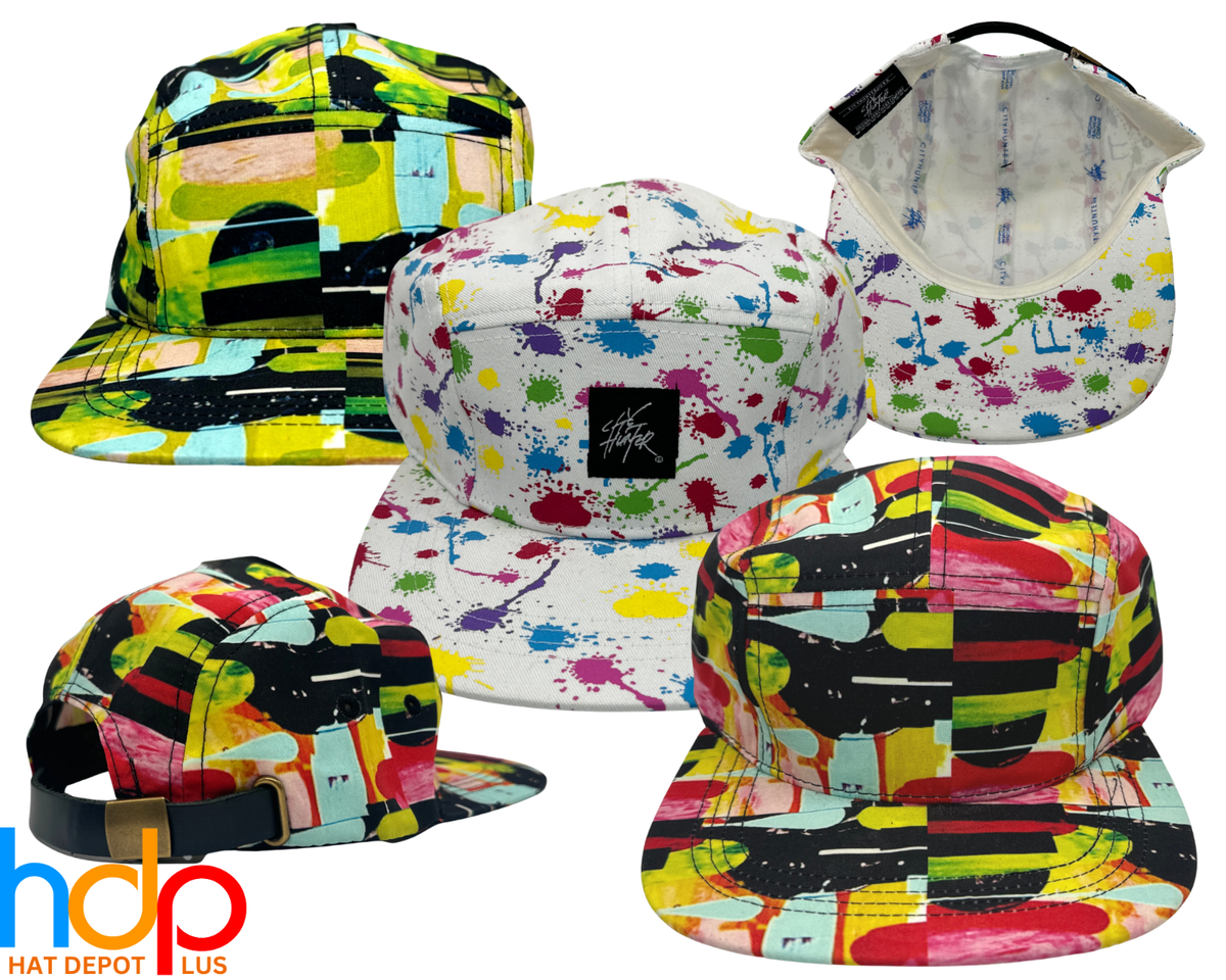 City Hunter 5 Panel Skater Paint Grunge Graffiti Flat Bill