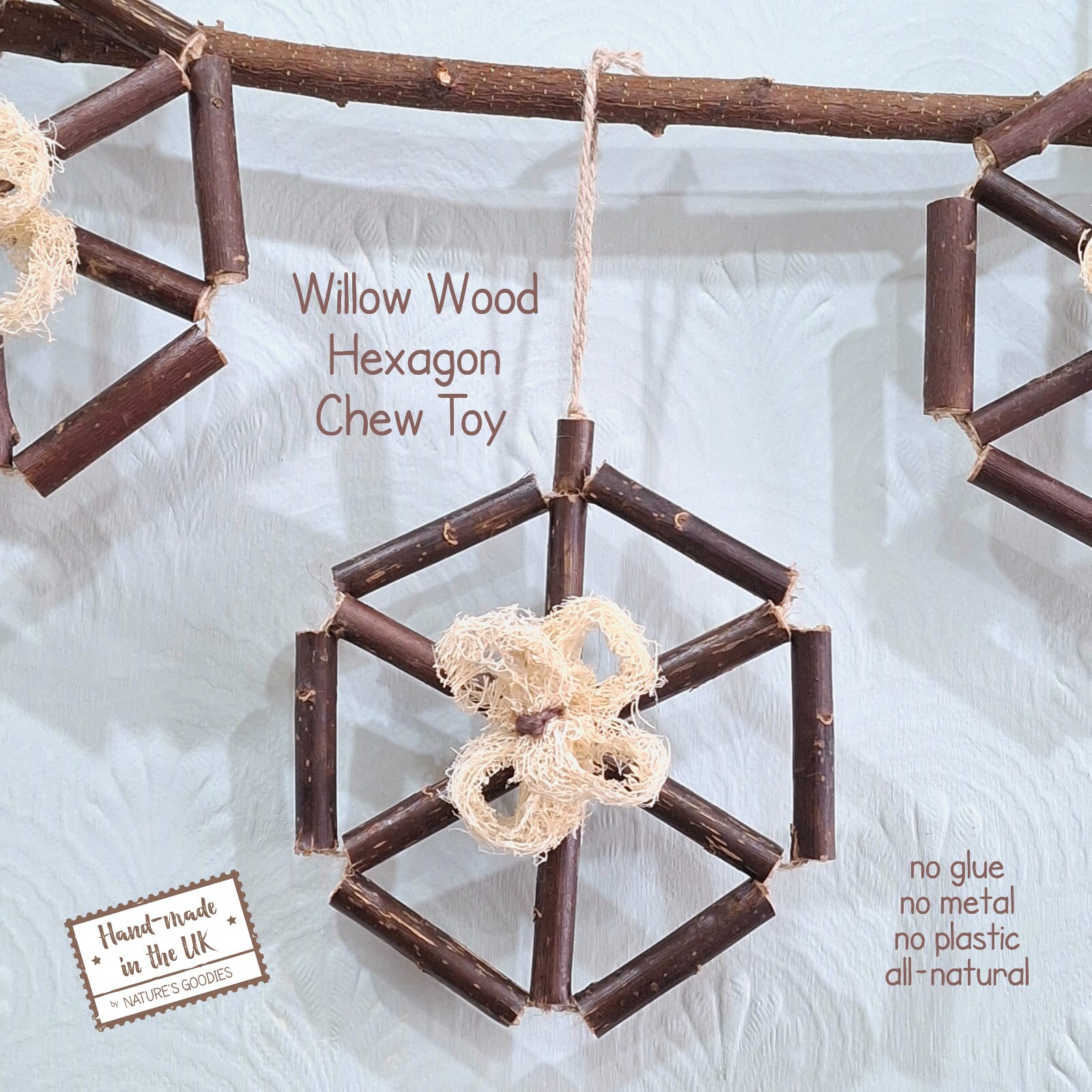 Willow Hexagon Hanging Chew Toy Fun Boredom Breaker for Hamsters Gerbils
