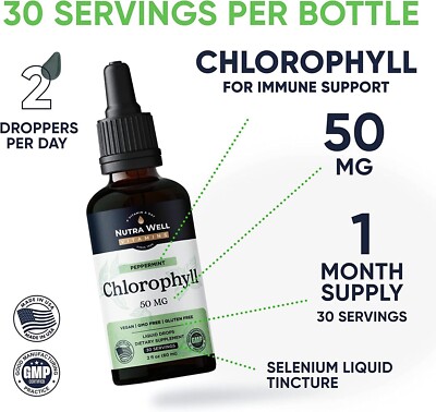Nutra Well Vitamins Chlorophyll Supplements Liquid Detox Energy 30 Servings
