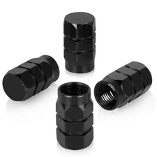 4 Black Aluminum Wheel / Tire Valve Stem Cap Car Truck Air Dust Caps Universal