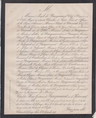 1871 Sterbeurkunde Frau AUBÉ de BRACQUEMONT geb. RECICOURT - Témolat Dordogne