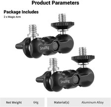 SmallRig 2x Universal Double Ball Head Aluminum Mini Magic Arm w/1/4  Screw 2158