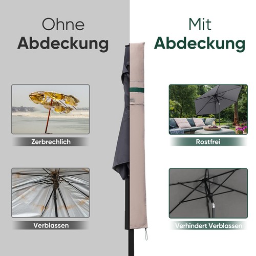 Sekey Sonnenschirm Schutzhülle Ampelschirm Abdeckung Hülle mit Reißverschluss - Bild 5 von 45