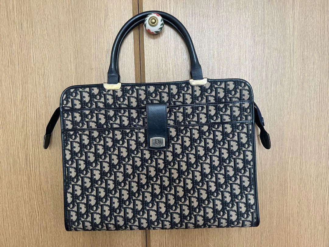Sac fourre tout à main Christian Dior trotteur sac à main vintage authentique occasion marine