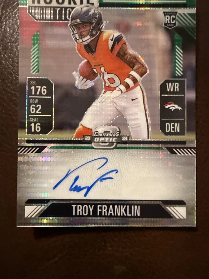 2024 Optic Contenders Football RPS Troy Franklin Green Pulsar /30 - Image 3 of 4