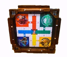 35" X 35" Big Handmade Domino Table: All Wood Folding Legs, DR Parchis Pride