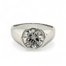 Platinum Ring For Mens Round 2.5 Ct IGI Lab Grown Diamond Band PT950 E F  VVS2