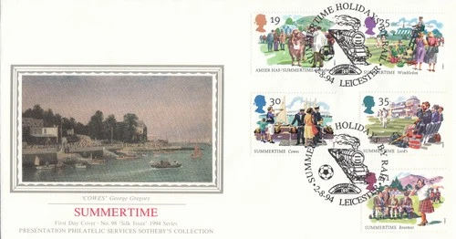 Summertime GB PPS Sothebys FDC Holidays by Rail Leicester 1994 (132768)
