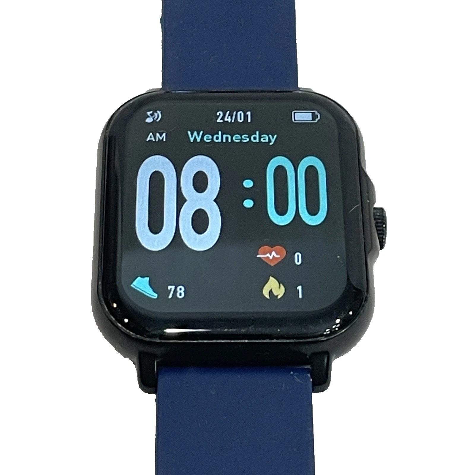 Letsfit Smart Watch E27 Black Bezel Blue Band EXTRA NEW Black Band Included