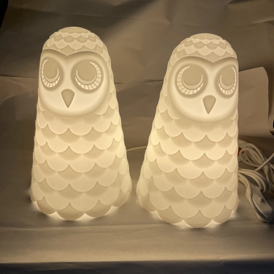 Lot of 2 - Ikea SOLBO White Owl Table Desk Night Lamp 9" Corded 14442 - Work - Image 3 of 3