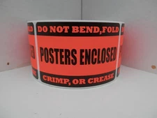 DO NOT BEND POSTERS  2x3 Warning Label Sticker fluorescent red 250/rl