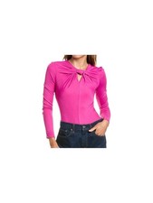 hot pink Farm Rio long-sleeve bodysuit with front twist cutout detail size Small