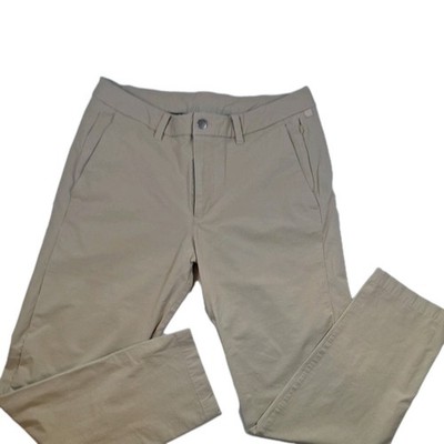 Lululemon Commission Pants Men 33 Khaki Tan Performance Stretch Gold Casual Work