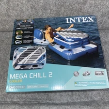 Intex Mega Chill 2 Inflatable Floating Cooler Blue/Grey, 48"x38"