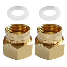 2PCS Brass Garden Hose Reducer Swivel Connector 3/4"GHT to 3/4"NPT Threaded D...