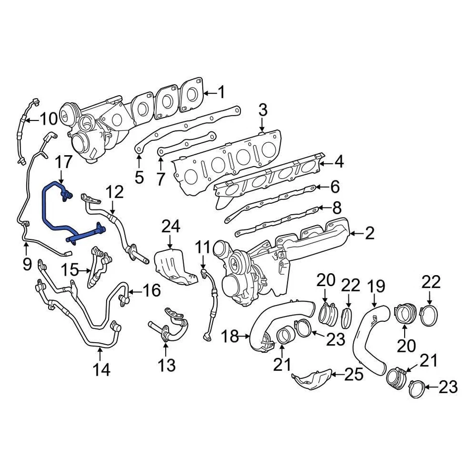 For Mercedes-Benz E550 12-14 Mercedes-Benz Right Turbocharger Coolant Line - Image 3 of 4