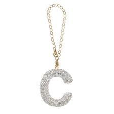 Letter Bag Charm Bling Glitter Letter Charm Initial, White, C Shape