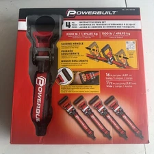 4 Pcs Powerbuilt Ratchet Tie Down Set with Extra-Wide Cushioned Sliding Handles