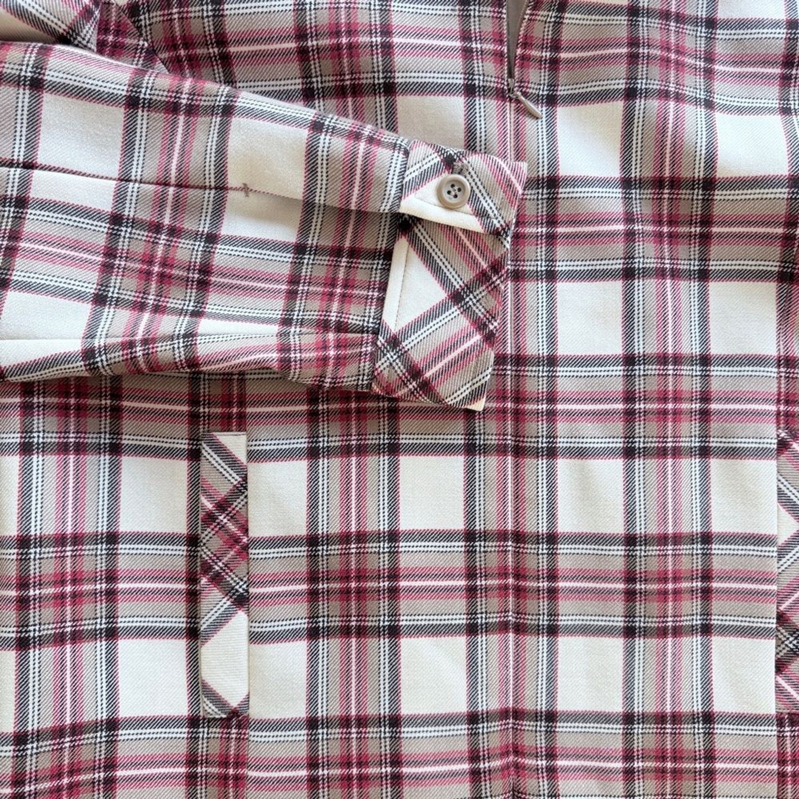 Pendleton Wool Zip Jacket Red Cream Plaid Western… - image 4