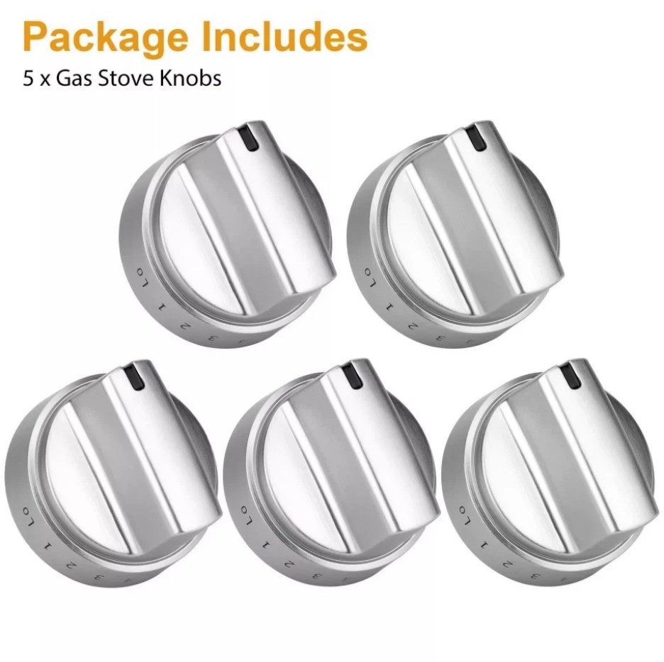 5 P Stainless Steel Look Control Knob Kits For GE Gas Range Stove WB03X24818*&*