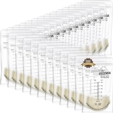 Frienda 500x 6oz Breast Milk Storage Bags Self-Standing, Freezer Safe