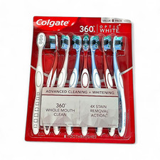 Colgate Optic White 360 Toothbrush Set - Advanced Cleaning and Whitening 8-Pack